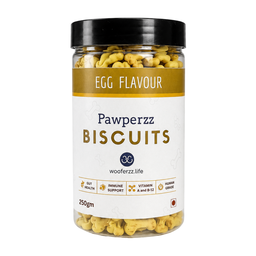 Egg Dog Biscuits (250g) | Wooferzz