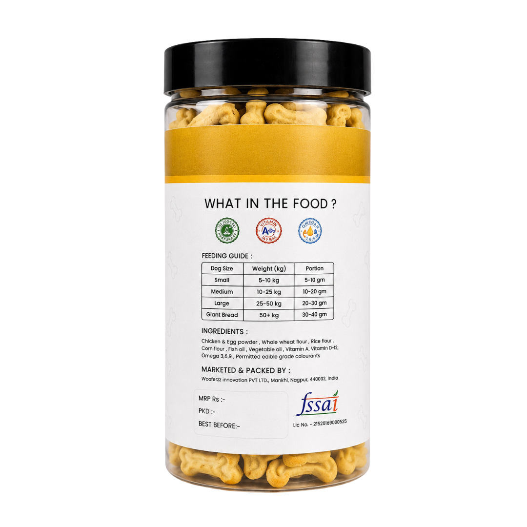 Egg Dog Biscuits (250g) | Wooferzz