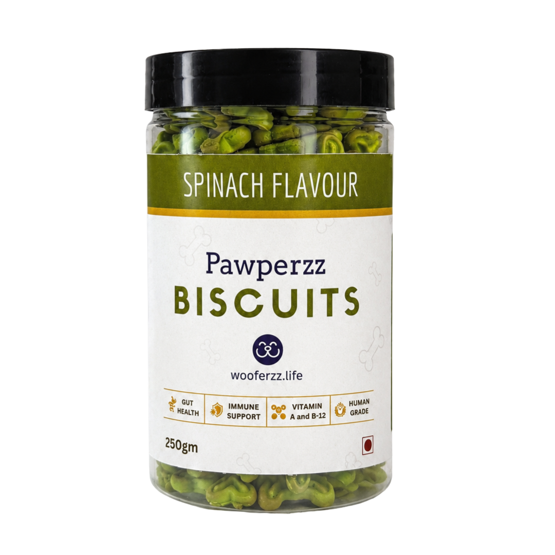 Spinach Dog Biscuits (250g) | Wooferzz