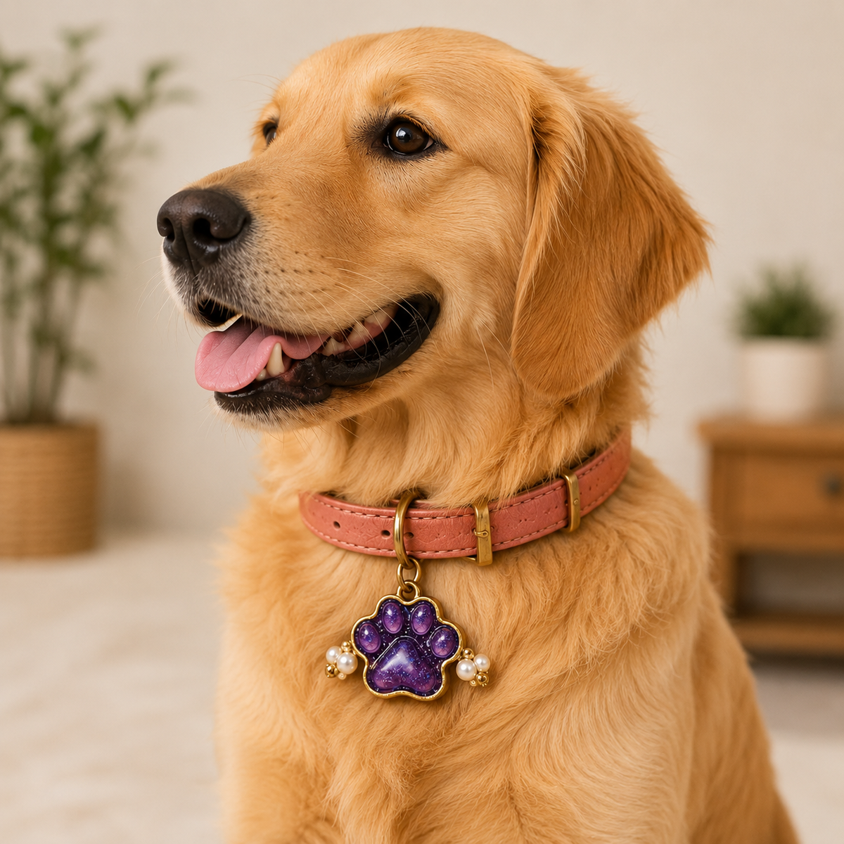 Purple blush Paws – Premium Collar Tag